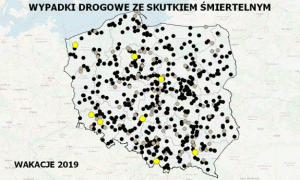 Zdjęcie mapy z wypadkami śmiertelnymi na drodze