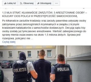 Zrzut ekranu z fanpage&#039;a Zielonogórskiej Policji.