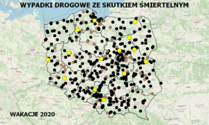 Mapa wypadków drogowych ze skutkiem śmiertelnym