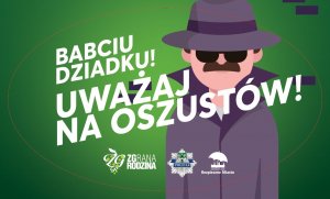 Plakat ostrzegający przed oszustami