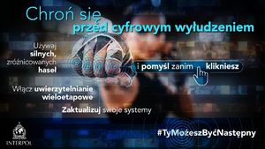 Grafika promująca ochronę przed cyfrowym wyłudzeniem.