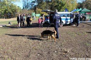 Policjant prowadzący psa policyjnego