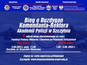 Ulotka biegu o buzdygan komendanta-rektora Akademii Policji w Szczytnie.