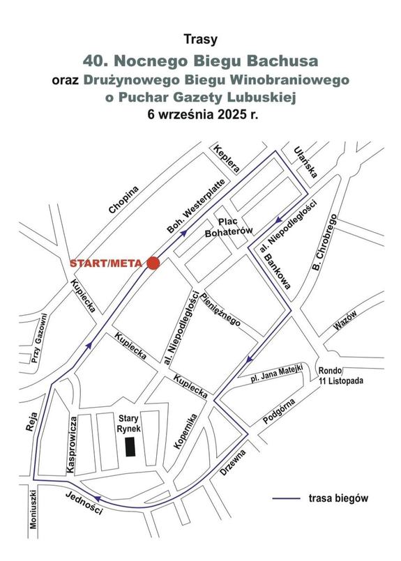 UWAGA! Jutro utrudnienia w ruchu w centrum miasta związane z biegami winobraniowymi i przemarszem orszaku!